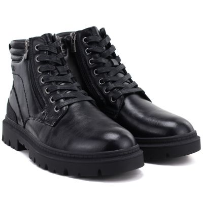 5. Schwarze Herren-Ankle-Boots aus Leder mit zwei Reißverschlüssen, Big Star UU174242