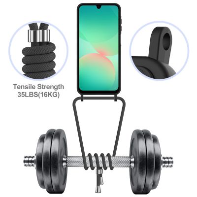 6. Samsung Galaxy A57 5G TPU-Hülle mit Kartenhalter und Umhängeband – Schwarz