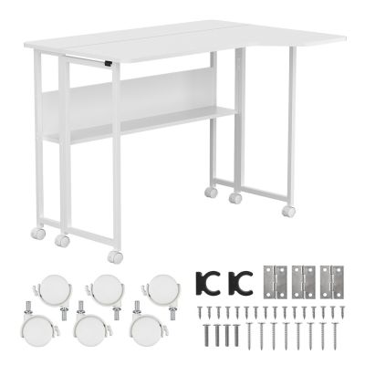 13. MACLEAN Klapptisch, weiß, mobil, 100 x 73 cm, max. 50 kg, abgewinkelt, L-förmig, MC-126 L/B