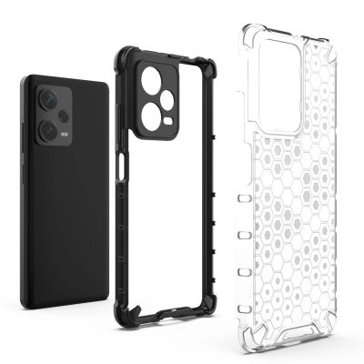7. Honeycomb-Hülle für Xiaomi Redmi Note 12 Pro+, gepanzerte Hybridabdeckung in Schwarz