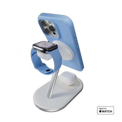 5. Puro Mag Station Qi2 3-in-1 Kabelloses Ladegerät Kompatibel mit MagSafe - Weiß