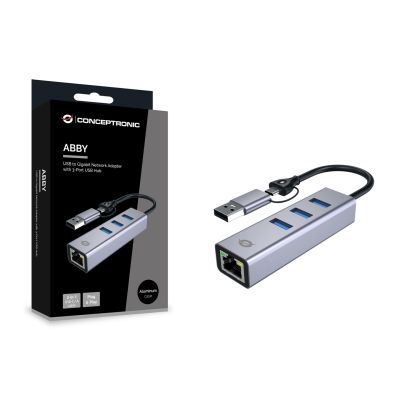 6. Conceptronic ABBY25G Dockingstation, kabelgebunden, USB 3.2 Gen 1 (3.1 Gen 1), Typ-A + Typ-C, Grau