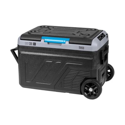 Professioneller TEESA Kompressor-Reisekühlschrank mit Gefrierfunktion, 40 l, DC 12/24 V, AC 230 V, optionaler Batteriebetrieb, große Räder und stabiler Griff, Bluetooth, zwei Fächer