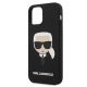 7. Karl Lagerfeld Silikonhülle mit Karls Kopf für iPhone 12 mini – Schwarz