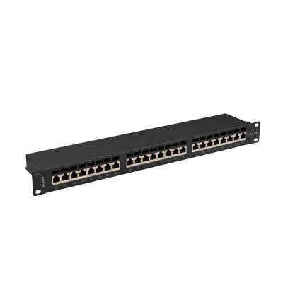 18. LANBERG Patchpanel, 24 Ports, 1 HE, 19" CAT.6A FTP, Schwarz, PPSA-1024-B