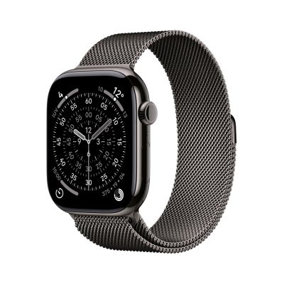 Apple Watch Series 11 GPS + Cellular 46 mm Gehäuse aus Titan in Schiefergrau mit Schiefergrauer Schlaufe – S/M