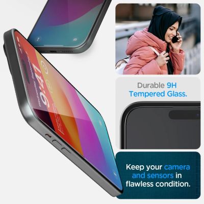 8. Spigen Glas.tR EZ Fit FC gehärtetes Glas für iPhone 15 Plus – Schwarz