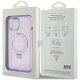 8. Guess Ring Stand Script Glitter MagSafe Hülle für iPhone 15 Plus / 14 Plus – Lila