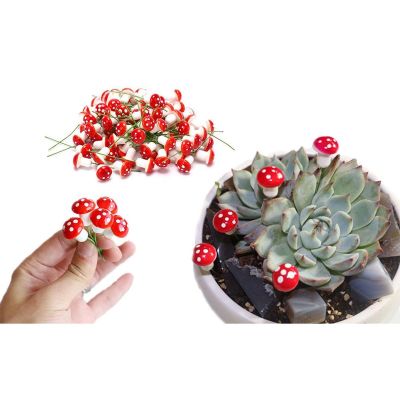 12. Dekorative Pilzfiguren an Draht, 9 Stück