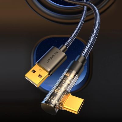12. Joyroom Gaming-Kabel S-UC027A6 USB-C (gewinkelt) / USB-A (gerade) 3A 1,2 m – Schwarz