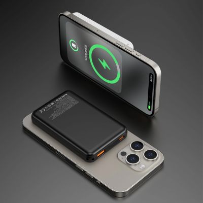 5. Dudao K14S USB-C / MagSafe kabellose Powerbank 20W 5000mAh - Schwarz