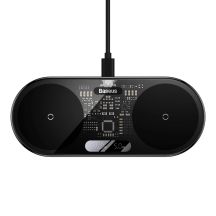 Baseus Digital LED Display Dual Wireless Ladegerät mit Digitalanzeige 20W schwarz (WXSX010101)
