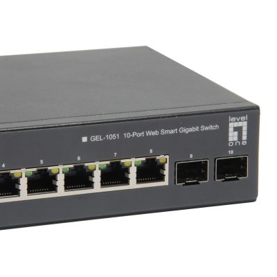 5. LevelOne GEP-1051 Switch - Intelligent - 8 x 10/100/1000 (PoE+) + 2 x Gigabit SFP - Desktop, Rackmontage - PoE+ (70W)