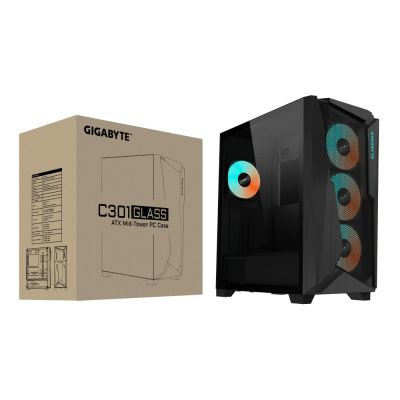 8. ATX-Gehäuse Midi Tower ohne Netzteil/GB-C301G Schwarz GIGABYTE