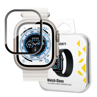 Wozinsky Full Glue Acrylglas für Apple Watch 49 mm 9H Vollbild mit schwarzem Rahmen