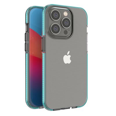 Spring Case Hülle für iPhone 14 Pro Silikonhülle mit Rahmen hellblau