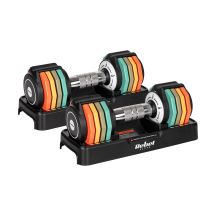 Automatisch verstellbare Gusseisen-Hanteln, Set mit 2 x 5 kg, in 1-kg-Schritten, REBEL ACTIVE