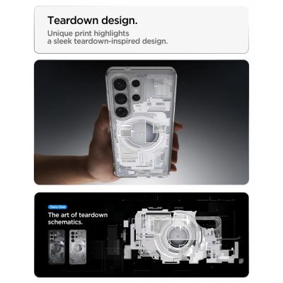 9. Spigen Ultra Hybrid Mag MagSafe Hülle für Samsung Galaxy S26 Ultra Zero One – Transparent und Weiß