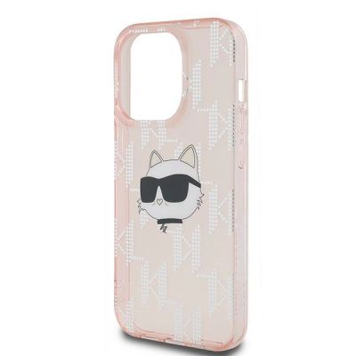 6. Karl Lagerfeld IML Choupette Head & Monogram Hülle für iPhone 14 Pro Max – Rosa