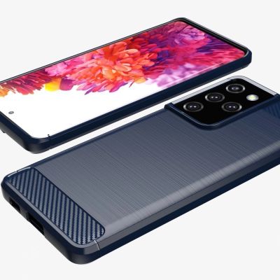 5. Carbon Case Flexibel Handyhülle TPU Schutzhülle für Samsung Galaxy S21 Ultra 5G blau