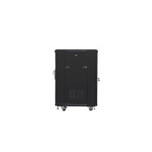 Lanberg FF01-6615-12B Rack-Schrank (15 HE; 19 Zoll; 848 mm / 600 mm / 600 mm; Standgerät; Glas; 800 kg; schwarz)