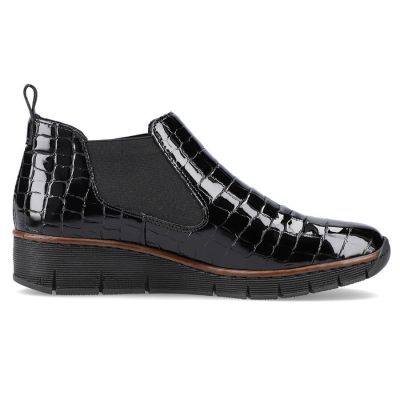 33. Rieker W R474 Schlangenleder Stiefeletten schwarz