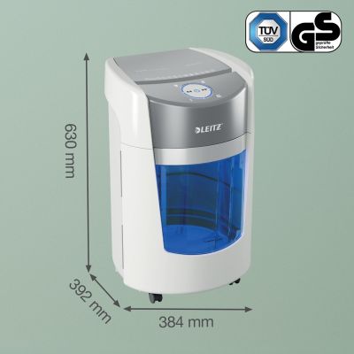 8. Leitz IQ OptiMax Small Office 350 Aktenvernichter, 22 l, P5, 8 Blatt, automatischer Start/Stopp, Rücklauffunktion, drehbarer Auffangbehälter – 33 % höhere Aktenkapazität