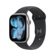 Apple Watch Series 11 GPS + Cellular 46 mm Gehäuse aus Space Grau Aluminium mit schwarzem Sportarmband - M/L