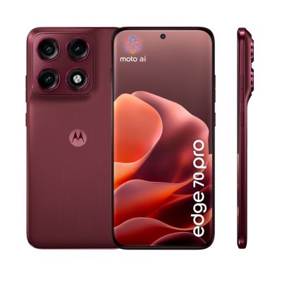 2. Motorola Edge 70 Pro, 17,2 cm (6,78 Zoll), Dual-SIM, Android 16.0, 5G, USB Typ-C, 12 GB RAM, 512 GB interner Speicher, 6500 mAh Akku, Burgunderrot