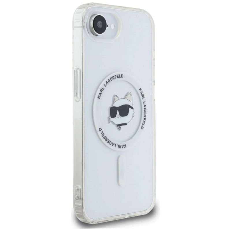 4. Karl Lagerfeld IML Metal Choupette Head MagSafe iPhone 16e Hülle - Weiß