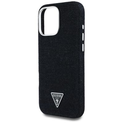 6. Guess Denim Triangle Logo MagSafe iPhone 16 Pro Max Hülle - Schwarz