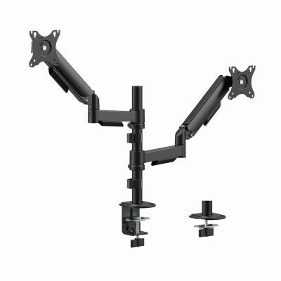 GEMBIRD Schreibtisch-Verstellarm/Halterung für zwei Monitore von 17" bis 32", Traglast bis zu 9 kg