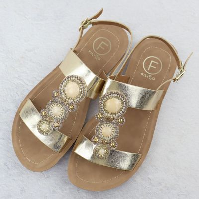 6. Flache Damensandalen mit Verzierung, Melissa Gold, Filippo DS6882