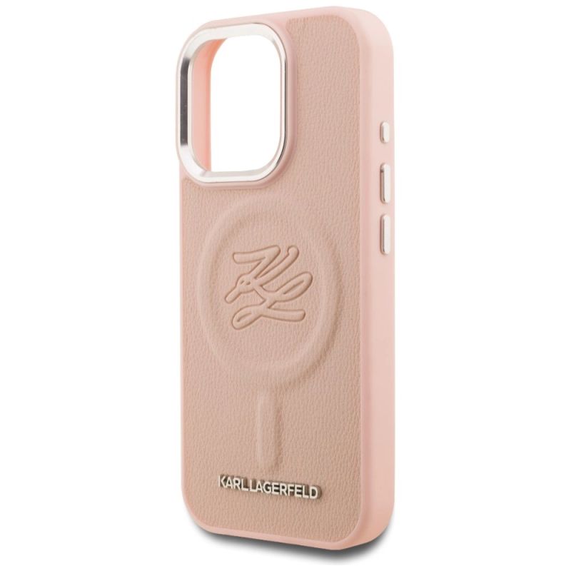 6. Karl Lagerfeld MagSafe Hülle mit Initialen und Metalllogo für iPhone 16 Pro Max – Pink