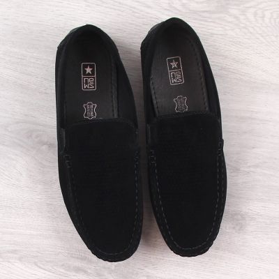 5. Herren-Slipper aus Wildleder mit Lochmuster, schwarz, News 4873