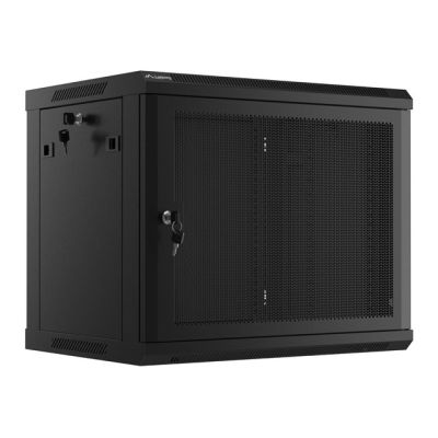 12. Wandregalschrank 19" 9U 600X450 SCHWARZ PERFORIERT TÜR LANBERG (FLAT PACK)