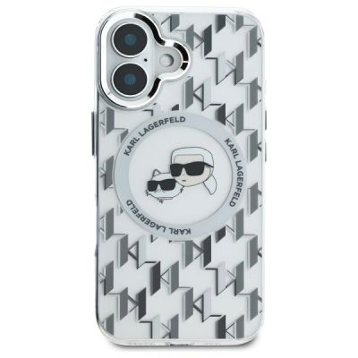 3. Karl Lagerfeld IML Monogram Karl & Choupette Head MagSafe-Hülle für iPhone 16 – transparent