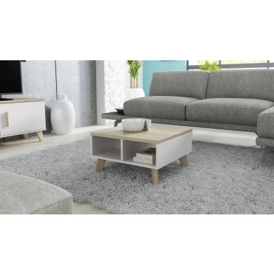Couchtisch LOTTA 60, weiß + Sonoma-Eiche