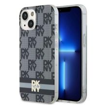 DKNY IML Checkered Mono Pattern & Printed Stripes MagSafe Hülle für iPhone 15 Plus / 14 Plus – Schwarz