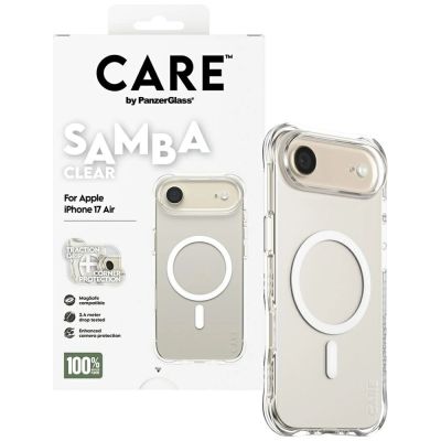 4. CARE by PanzerGlass Modisches Samba Case mit weißem MagSafe für iPhone Air - Transparent