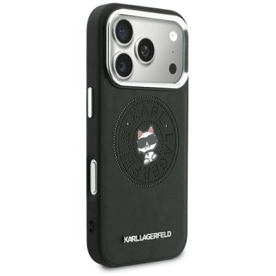 4. Karl Lagerfeld Point & Choupette Sketch MagSafe Hülle für iPhone 18 Pro Max / 17 Pro Max – Schwarz