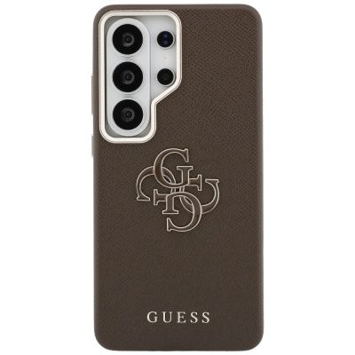 3. Guess Schutzhülle mit genarbtem, großem 4G-Metalllogo für Samsung Galaxy S26 Ultra – Braun