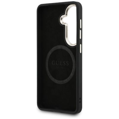 7. Guess Saffiano Peony Embossed Ring MagSafe Hülle für Samsung Galaxy S26 - Schwarz