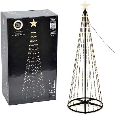 Dekorativer Weihnachtsbaum, 370 LEDs, superwarmweiß, 210 cm, schwarz