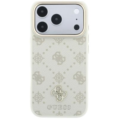 3. Guess Peony 4G MagSafe Hülle mit kleinem Logo für iPhone 17 Pro Max / 18 Pro Max – Beige