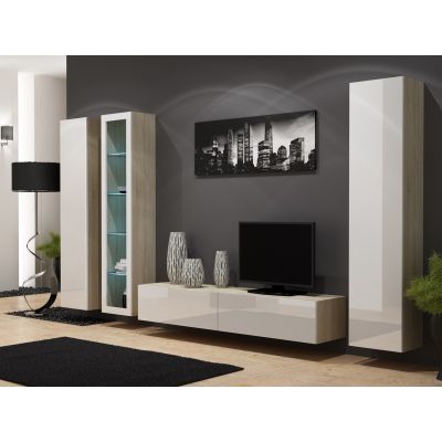 6. VIGO Vollvitrine '180' 180/40/30 Sonoma/Weiß Polen