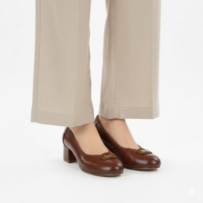 5. Damenpumps, brauner Blockabsatz, Potocki SZ12788