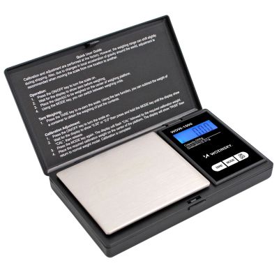 3. Wozinsky WDW-1000 Schmuckwaage 200 g, 0,01 g Präzision, beleuchtet – Schwarz