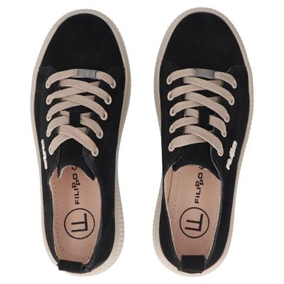 5. Schwarze Leder-Plateau-Sneaker Filippo DP6122