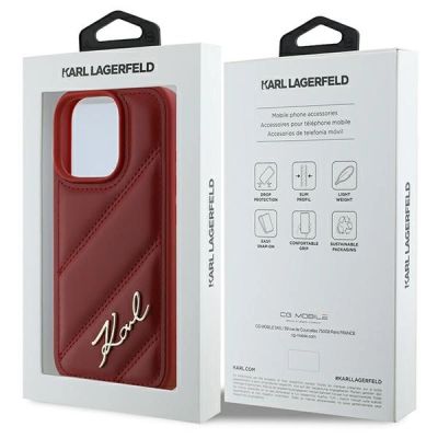 8. Karl Lagerfeld Quilted Signature Hülle für iPhone 16 Pro – Rot